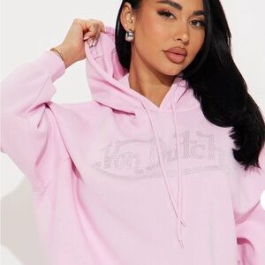 Von Dutch Cropped Pink Hoodie